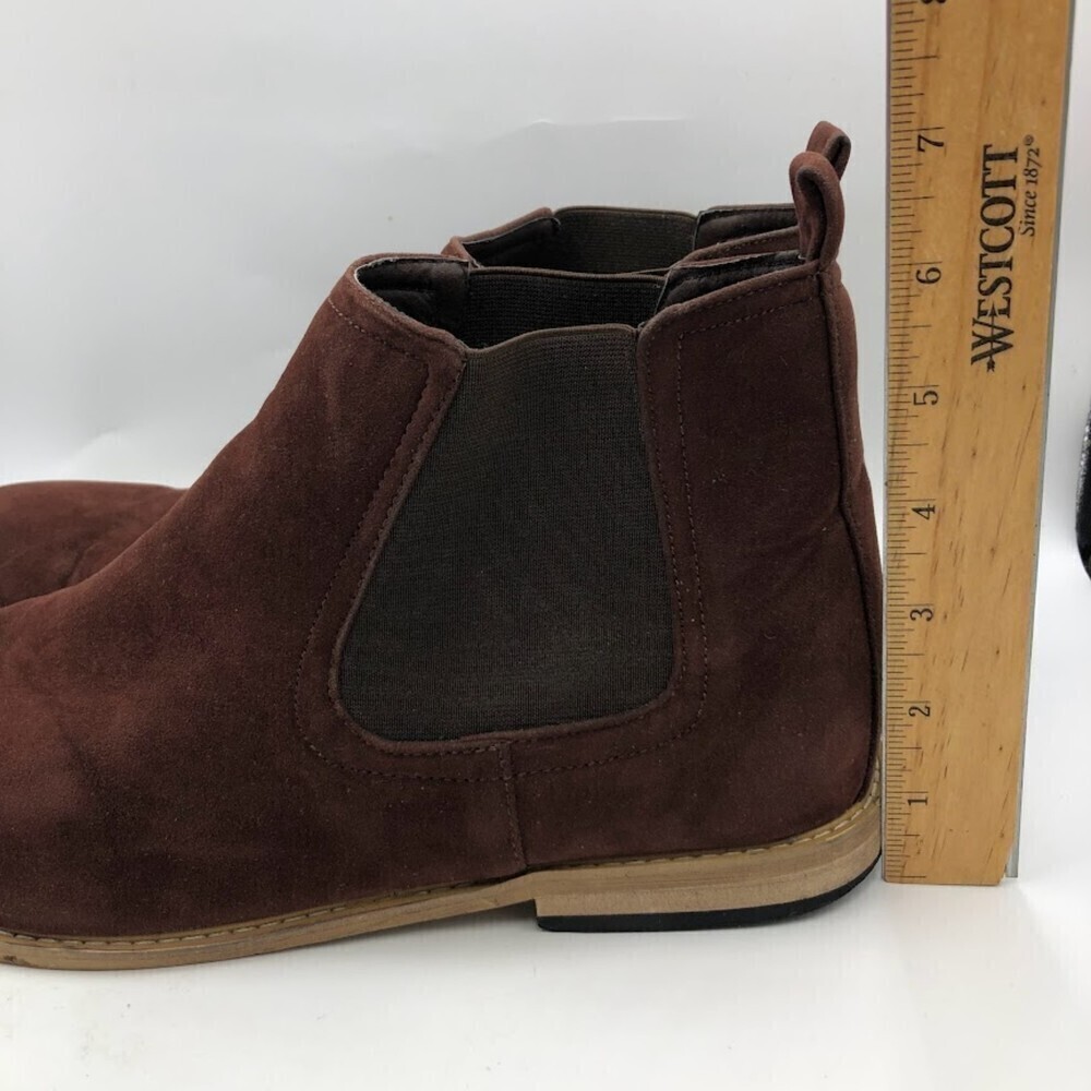 Gino Pheroni Men's Maroon Faux Suede Leather Ankle Boots Calvin Size 13 Slip On - Picture 14 of 15